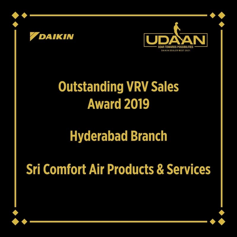 Daikin Dealer Meet 2021 Outstanding VRV Sales Award 2019 Hyderabad Branch Plaque